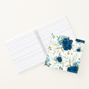 Beautiful Blue Floral Seamless Pattern Notebook