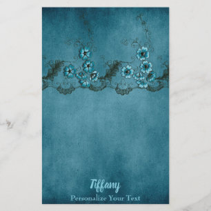 Beautiful Blue Floral Stationery