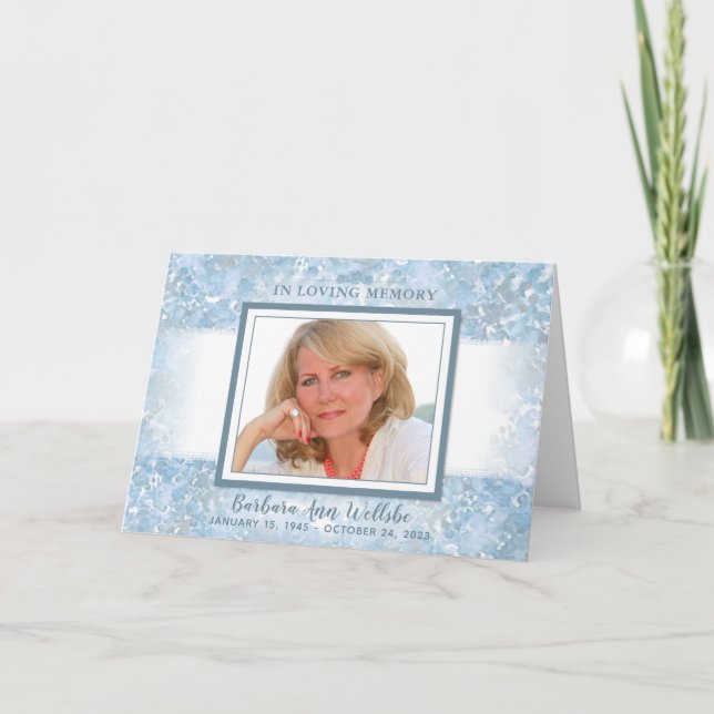 Beautiful Blue Floral Sympathy Thank You Card (Front)