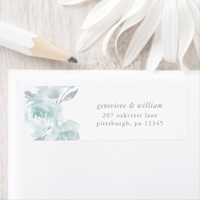 Beautiful Blue Floral Wedding Return Address (Insitu)