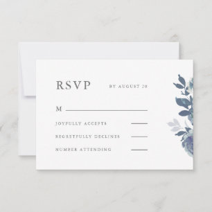 Beautiful Blue Floral Wedding Rsvp Card