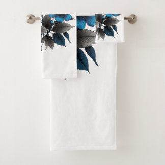 beautiful blue flowers bath towel set