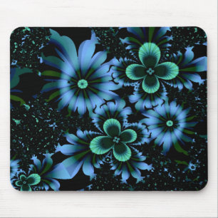 Beautiful Blue Flowers Fine Fractal Art Mouse Mat