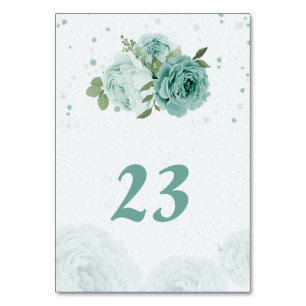 beautiful blue flowers greenery botanical table number