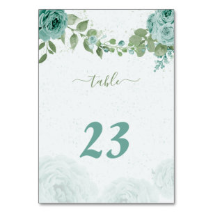 beautiful blue flowers greenery botanical table number