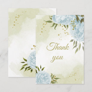 beautiful blue flowers greenery botanical thank you card