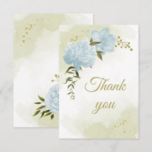 beautiful blue flowers greenery botanical thank you card