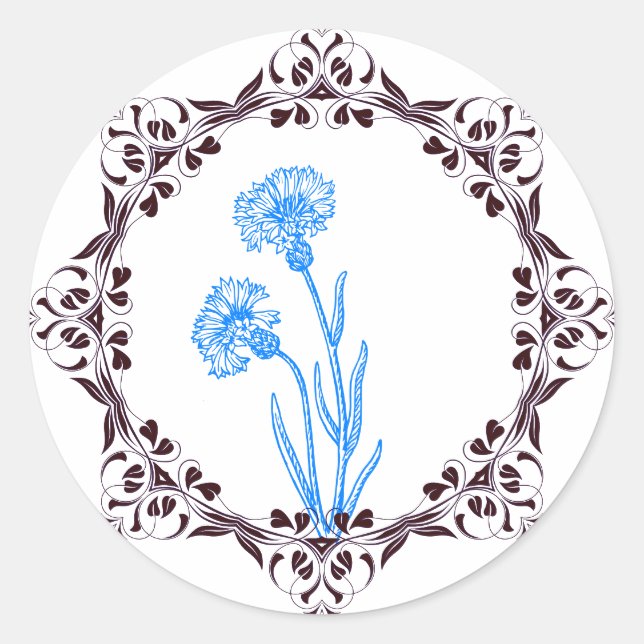 'Beautiful Blue Flowers Sticker (Front)