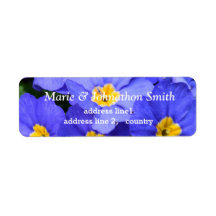 Beautiful blue garden flowers family address label