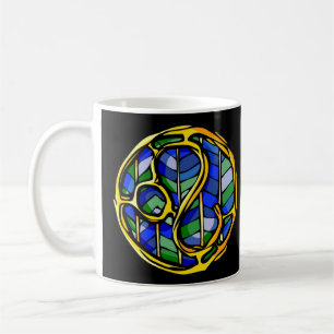 Beautiful Blue Gemstone Leo Symbol Coffee Mug