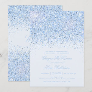 Beautiful Blue Glitter Wedding Invitations