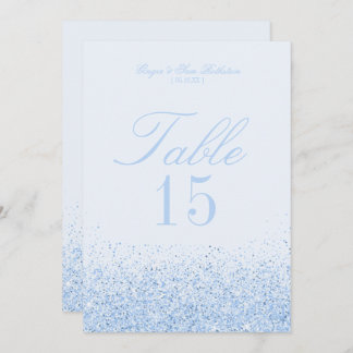 Beautiful Blue Glitter Wedding Table Number Cards