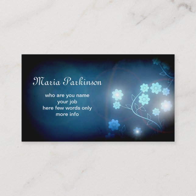 beautiful blue glow flowers business card (Front)