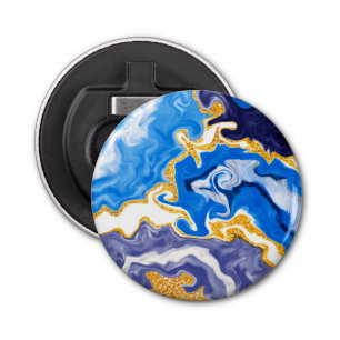 Beautiful Blue, Gold and White Swirls like Water  Bottle Opener