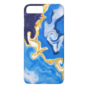 Beautiful Blue, Gold and White Swirls like Water   iPhone 8 Plus/7 Plus Case
