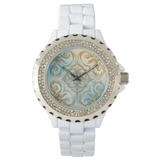 Beautiful Blue Gold Mozaik eWatch Watch (Front)