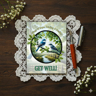 Beautiful Blue-gray Gnatcatchers Get Well  Postcard