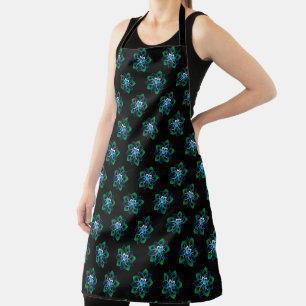 Beautiful Blue Green Flower Apron