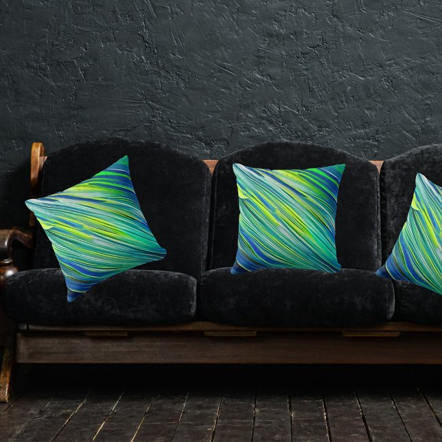 Beautiful Blue Green Linear Stylish Chic Cushion (Creator Uploaded)
