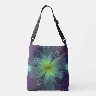 Beautiful Blue-Green Stargazer Lily Fractal Flower Crossbody Bag