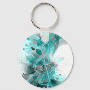 Beautiful blue grey cool splatter flowers leaves key ring