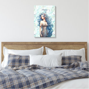 Beautiful Blue-Haired Mermaid  Canvas Print