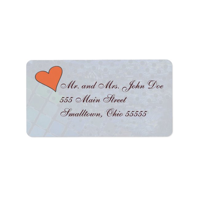 Beautiful Blue Heart Invitation Label Textured (Front)