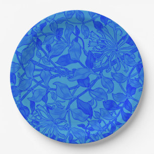 Beautiful Blue Honeysuckle Pattern Paper Plate