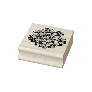 Beautiful Blue Hydrangea Blossom Flower Botanical Rubber Stamp