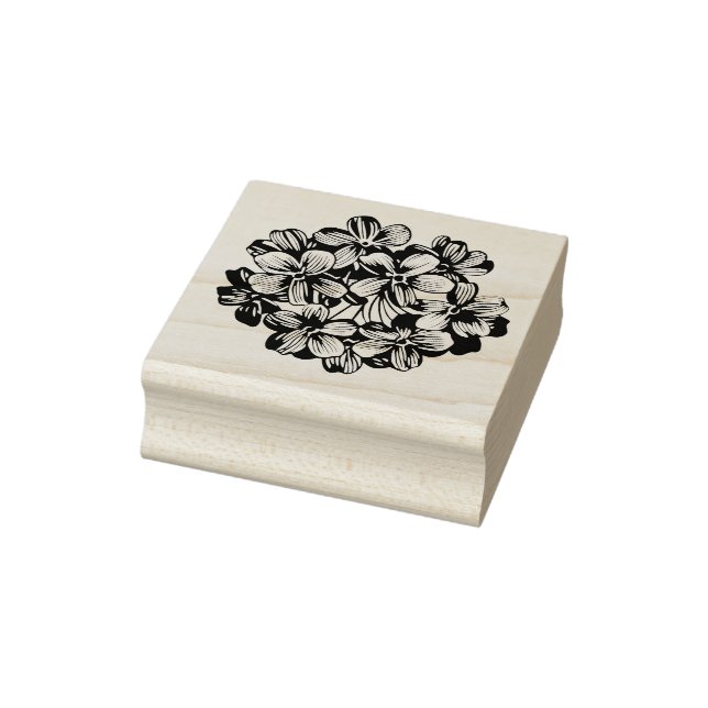 Beautiful Blue Hydrangea Blossom Flower Botanical Rubber Stamp (Stamp)