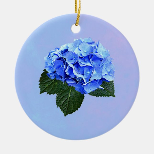 Beautiful Blue Hydrangea Ceramic Tree Decoration (Front)