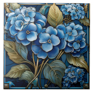 Beautiful Blue Hydrangea Flower Tile