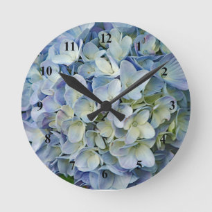 Beautiful Blue Hydrangea Flowers Photo Round Clock
