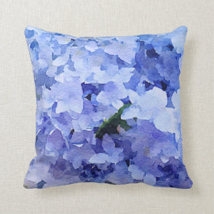 Beautiful blue hydrangea throw pillow. cushion