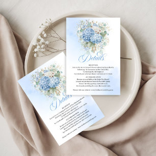 Beautiful Blue Hydrangea Wedding details card