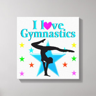 BEAUTIFUL BLUE I LOVE GYMNASTICS DESIGN CANVAS PRINT