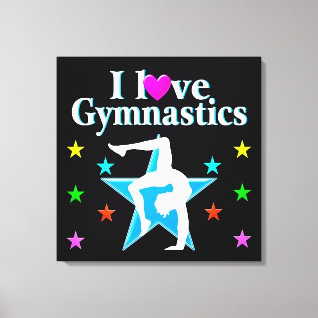 BEAUTIFUL BLUE I LOVE GYMNASTICS DESIGN CANVAS PRINT (Front)