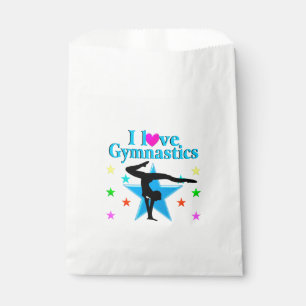 BEAUTIFUL BLUE I LOVE GYMNASTICS DESIGN FAVOUR BAGS
