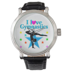 BEAUTIFUL BLUE I LOVE GYMNASTICS DESIGN WATCH