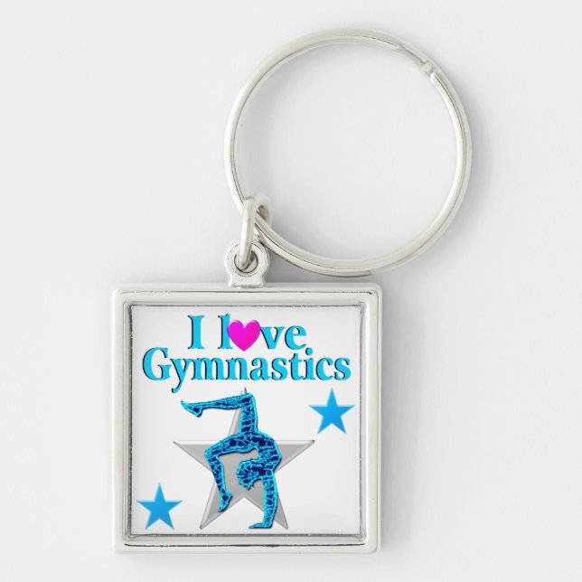 BEAUTIFUL BLUE I LOVE GYMNASTICS KEY RING (Front)