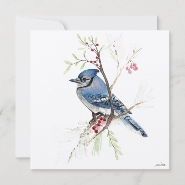 Beautiful Blue Jay Painting Card (Front)