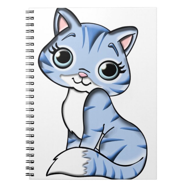 Beautiful Blue kitty Notebook (Front)