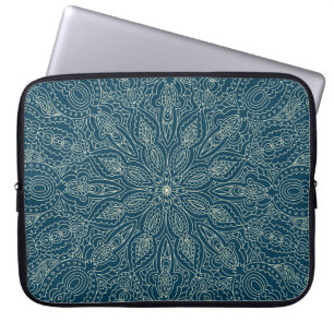 Beautiful blue lace ornament, merry christmasabst laptop sleeve