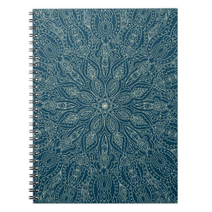 Beautiful blue lace ornament, merry christmasabst notebook
