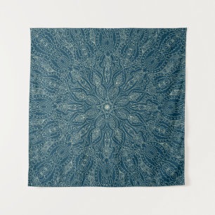 Beautiful blue lace ornament,  merry christmasabst tapestry