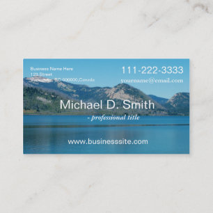 Beautiful blue lake, sky and mountain landscape business card