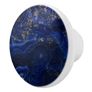 Beautiful blue lapis lazuli geode inspired ceramic knob