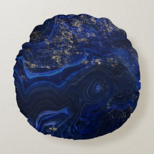 Beautiful blue lapis lazuli geode inspired  round cushion