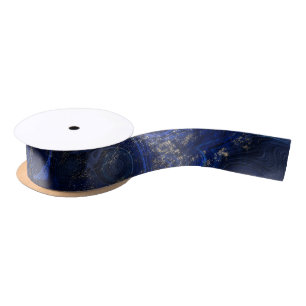Beautiful blue lapis lazuli geode inspired  satin ribbon
