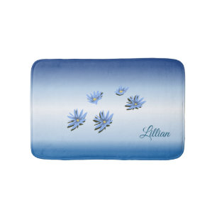 Beautiful Blue Lilies Bath Mat